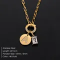 14K vergulde roestvrijstalen ketting met initiaal A en een fonkelend kristal hanger - Letter A / Goud