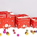 Three-piece red Christmas gift box set with cartoon Santa and festive reindeer patterns - LH-6 Red Snowflakes Santa Snowman Deer Set Box