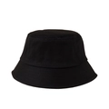 Classic black cotton bucket hat with flat top and reinforced stitched brim for sun protection - M (56-58cm) / Black