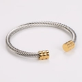 Bracciale a cavo bicolore in acciaio inossidabile intrecciato con terminali dorati - Filo 5mm-Interno 58mm / Oro e Argento (58mm)