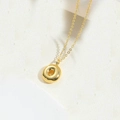 Polished 14K gold plated donut pendant necklace with minimalist initial charm design - Letter O / Gold
