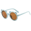 Matte light blue round frame baby sunglasses with bear ears and brown UV400 lenses - Bear Ear Style / Matte Blue