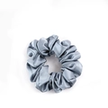Premium 19mm mulberry silk scrunchie in dusty blue color with elegant satin luster - 4.5cm/19 Momme / Grey Blue