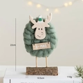 Mouton de Noël en feutre de laine vert, décoration de table nordique avec socle en bois - Style A - Mouton Tricoté Vert (Hauteur 22cm)