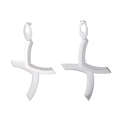 Silver abstract geometric cross earrings with polished finish and frosted texture - Silver Abstract Geometric Cross Style (KE31253-D)