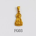 Religieuze 24K vergulde Boeddha hanger met gedetailleerd reliëfsnijwerk zittende pose - FG03-Boeddhabeeld / Goud