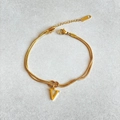 Gold stainless steel snake chain bracelet with a V letter pendant and lobster clasp - Gold-V