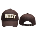 Dark brown cotton baseball cap featuring white WIFEY embroidery with golden sequins - Adjustable / Coffee