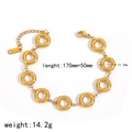Gouden roestvrijstalen armband met ronde schakels met afmetingen 170mm plus 50mm verlenging - Gouden Cirkelvormige Ring Stijl (TB3622) / Armband