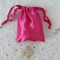 Glossy rose red satin drawstring storage bag made of imitation silk fabric - 15.5*11.5 / Rose Red