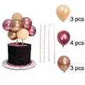 Mini balloon cake topper set in rose gold and champagne gold with star paper straws - 4 Metallic Rose Red + 3 Metallic Rose Gold + 3 Skin Color Balloons