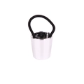 Minimalist silver metal cylinder hair tie with high-elastic black ponytail holder strap - Cylinder Style / Silver