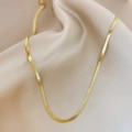 Minimalist gold-plated stainless steel herringbone snake chain necklace for women - 4mm Herringbone Chain Gold