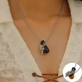 Maillard tiger eye stone necklace in silver finish with black and white teardrop charms - Silver Teardrop Gemstone Beaded Style (WG1-0307)