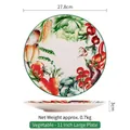 11-inch ceramic dinner plate with hand-painted vegetable pattern for pasta and steak - Vegetable (11 Inch)
