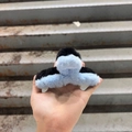 Plush shark hair clip in black and light blue color block design for thick hair styling - Blue + Black