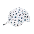 Cappellino da baseball bianco con stampa leopardata blu mostrato da una vista laterale - Stampa Blu e Marrone (1#)