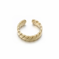 Minimalist gold-plated stainless steel open ring with a classic twisted rope texture - Twisted Rope / R00718G
