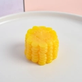 Realistic yellow corn shaped candle with detailed kernels and wick on white ceramic tray - Large Corn Cob - Model (No Buckle)