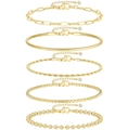 5-teiliges vergoldetes Armband-Set mit Büroklammer- Schlangen- und Seilketten-Stilen - Goldenes Set mit Büroklammer-, Schlangen- und Seilketten