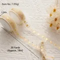 Cinta de organza 2,5 cm con corazones dorados para lazos de Navidad DIY y decor - No.7 Corazón Beige Estampado Dorado Organza