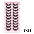 Russisch volume TK53 10 paar DD-krul kunstwimpers in een roze tray voor make-up - Dikke gekrulde stijl (TK53)
