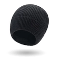 Gorro clásico de punto acanalado negro con dobladillo ancho para calidez invernal y estilo sobrio - Talla única / gris oscuro
