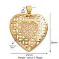 Hollow heart-shaped charm with white zircon center in a polished golden metal finish - Gold-Mesh Zircon Heart