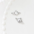 Macro view of silver alloy heart charms with wings and clear cubic zirconia inlays - 1# Heart with Wings-Clear Zircon