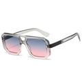 Polygon-Retro-Sonnenbrille mit grau-rosa Farbverlauf-Rahmen und blau-rosa Verlaufsgläsern - Grau-Rosa Rahmen Grau-Rosa Gläser