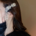 Ethnic velvet headband with vintage rhinestones and long tassel fringe for women - 38# Silver Vintage Rhinestone Tassel Hair Clip