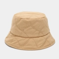 Sombrero de pescador de pana caqui minimalista con costuras de rombos para invierno - Caqui