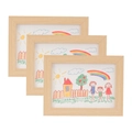 Three-piece set of wooden magnetic storage frames for kids' art in light natural finish - Small A5 / Natural Wood Color