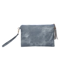 Gray marble texture envelope clutch bag with gold zipper and stylish long fringe tassel - Blue Marble