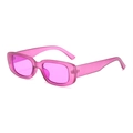 Retro small rectangular sunglasses for men and women in translucent bright pink finish - Purple Frame / Purple Lens