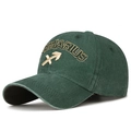 Dark green cotton canvas baseball cap with golden Sagittarius embroidery in a vintage style - Dark Green