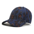 Dark blue leopard print baseball cap with metallic glitter dots and curved brim - Adjustable / Navy Leopard
