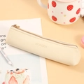 Minimalist off-white PU leather pencil pouch with gold zipper and modern embossed text - ☽☽white☽☽ / ☽☽20*4.5*3.5cm☽☽