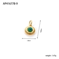 Gold stainless steel floral pendant with green malachite stone inlay and dimensions - Malachite Green