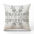Linnen kussenhoes met zilveren glitter sneeuwvlok en Let It Snow print erop - Zilveren Sneeuwvlok-LET IT SNOW