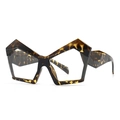Occhiali anti-luce blu oversize con montatura poligonale tartarugata da donna - Stampa leopardata