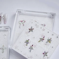 3D nail art charms with colorful rhinestones, stars, and bows in acrylic boxes - Multicolor Heart Style (MD-012) / Box Packaging