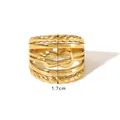Verstellbarer goldener mehrlagiger Edelstahlring mit Knoten und Seilstruktur - Mehrschichtiger Knoten Twist Stil / Gold