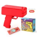 Red electronic party money gun set with colorful box and realistic toy banknotes - Red (No Logo) / Red Money Gun + 100 Notes
