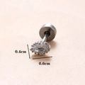 Orecchino a perno in rame placcato oro 18K con zircone ovale e misure 0,6x0,4cm - Taglia 6 / Argento