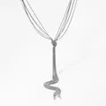 Chic silver layered tassel necklace with 1mm chain and elegant knot detail - Multi-Layer Tassel Style (D1048) / Silver