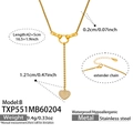 Détail du collier cœur doré avec chaîne vénitienne et spécifications de taille et matière - Collier Coeur Zirconia Doré Style B