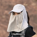 Light gray outdoor sun hat with breathable face mesh and neck cover for sun protection - Light Gray