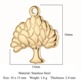 Ciondolo Albero della Vita in acciaio inossidabile dorato per gioielli 16x13mm - Albero della Vita (VC781)