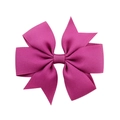 Close-up of a handmade magenta grosgrain ribbon hair bow with elegant V-cut edges - Magenta (30)